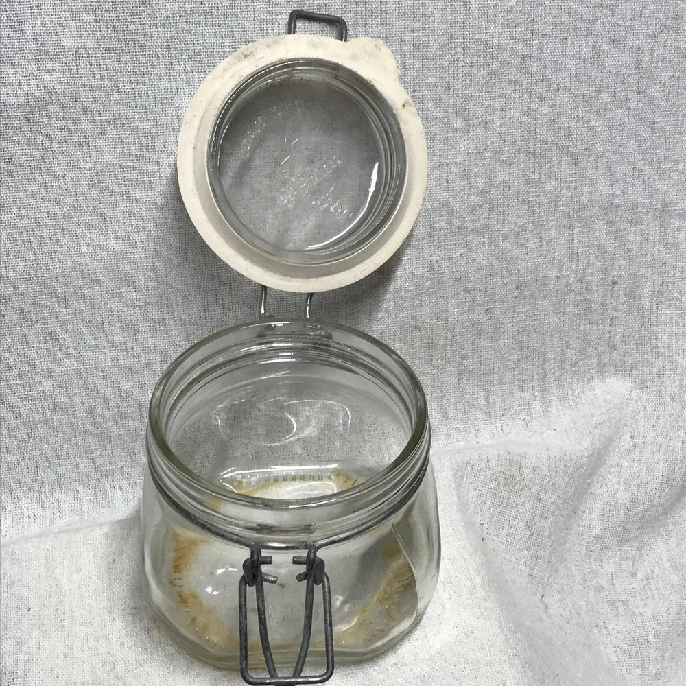 Vintage Italian Storage Jar Fidenza Italy Canning Food Storage Jar Wire Bail Lid